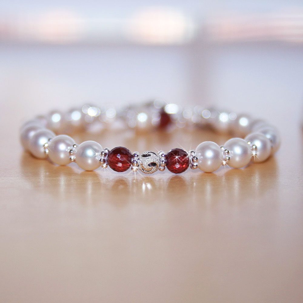 fine pearl baby bracelet garnet